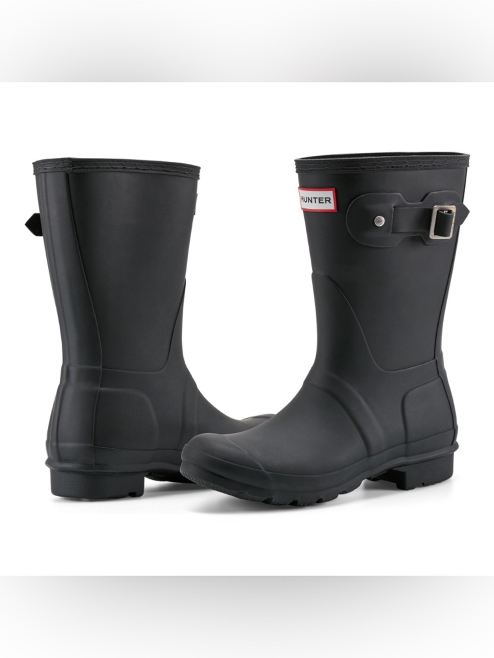 HUNTER Original Short Matte Rain Boot - Black Size 10 Women’s
